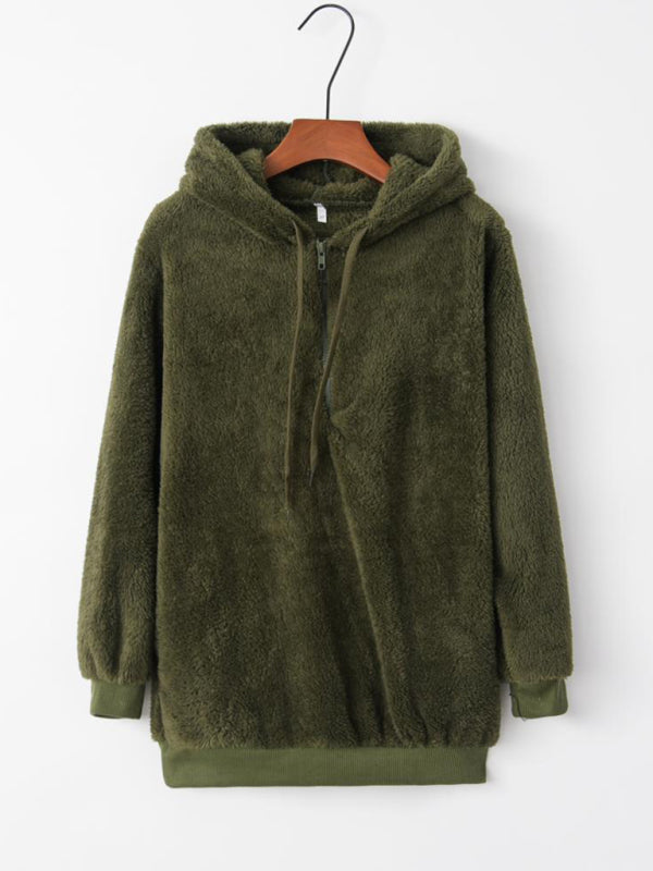 Ayla Women's Hooded Drawstring Pocket Sweatshirt Fleece Jacket