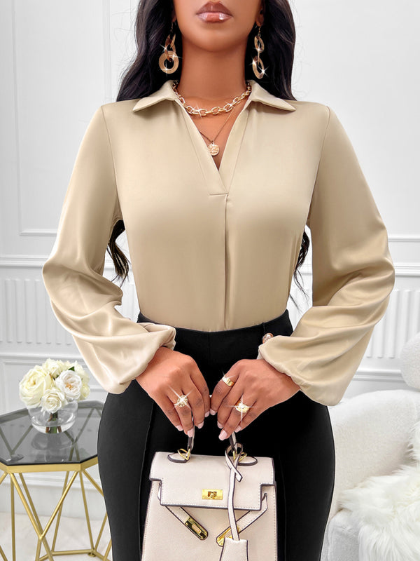 Bijoux Fashionable Slim Long-Sleeved Autumn And Winter Shirt With Printed Lapel