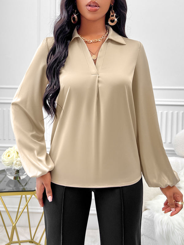 Bijoux Fashionable Slim Long-Sleeved Autumn And Winter Shirt With Printed Lapel