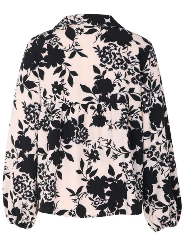 Bethan Women's New V-Neck Lace-Up Printed Shirt