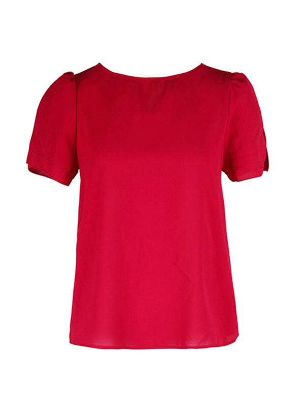 Calantha New Fashion Women's Round Neck Short Sleeve Shirt