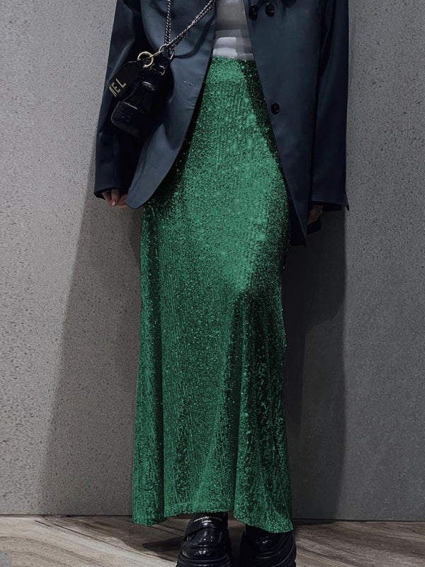 Bellamy New Women's Long Sleeve Top Long Skirt Sequin Suit