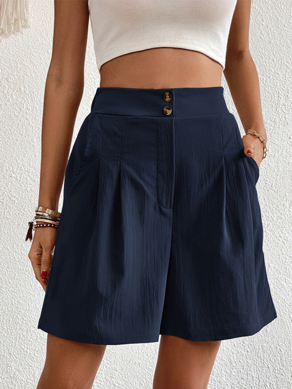 Reagan Women's High-waisted Loose 2-button Shorts