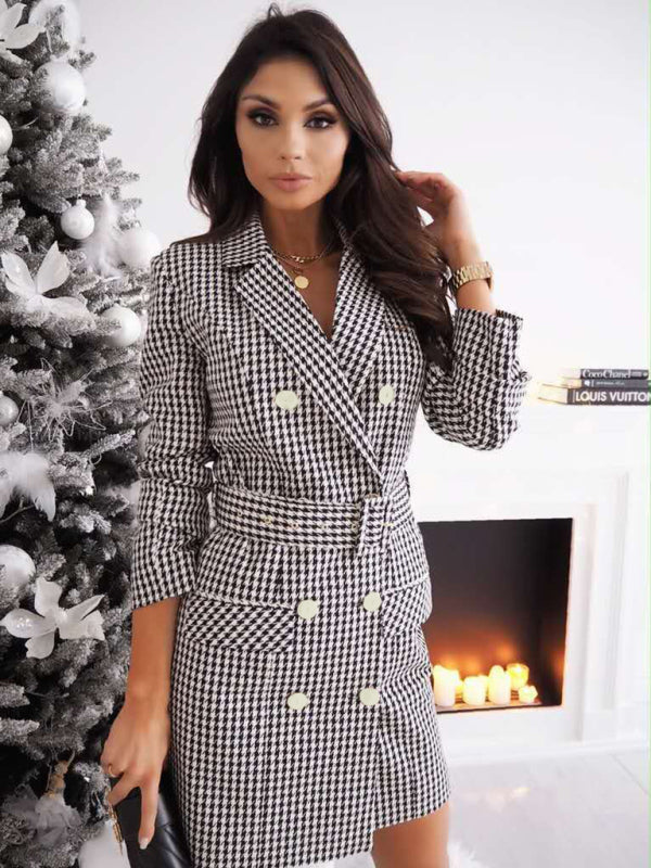 Alice Women Fashion New Long-Sleeved Belted Colorful Suit Dress Jacket