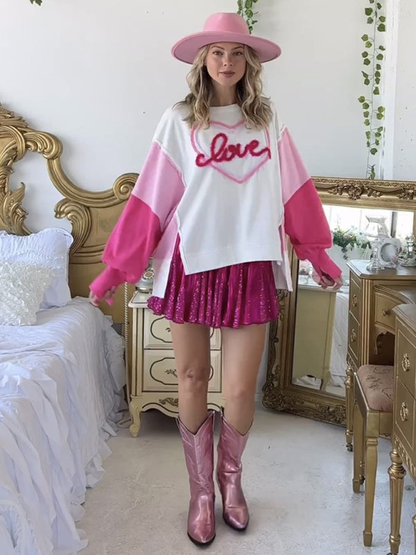 Deja Valentine's Day Sweet Embroidered Long Sleeve Sweatshirt