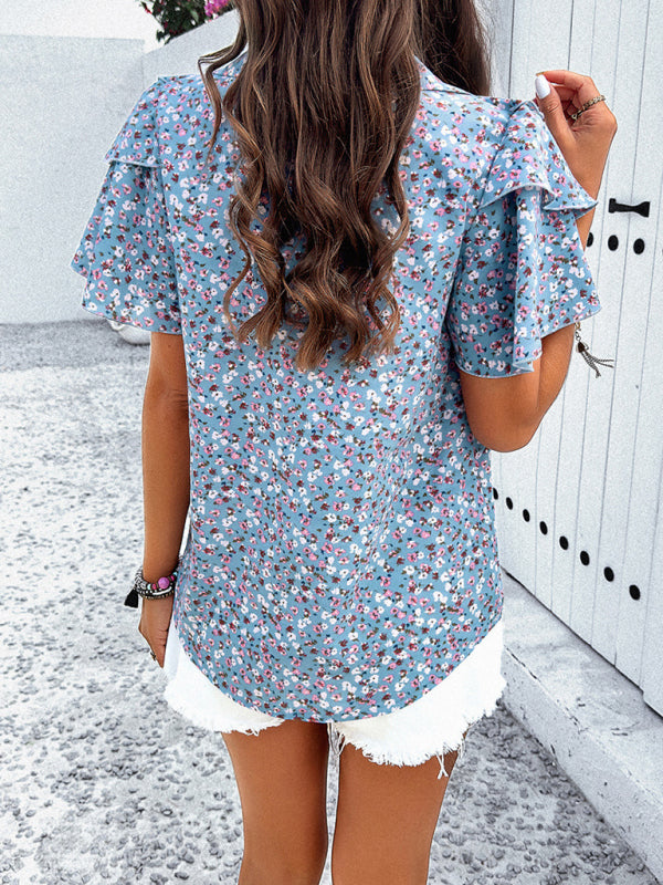 Dorothea Women's New Style Elegant Printed Wood Ear Top