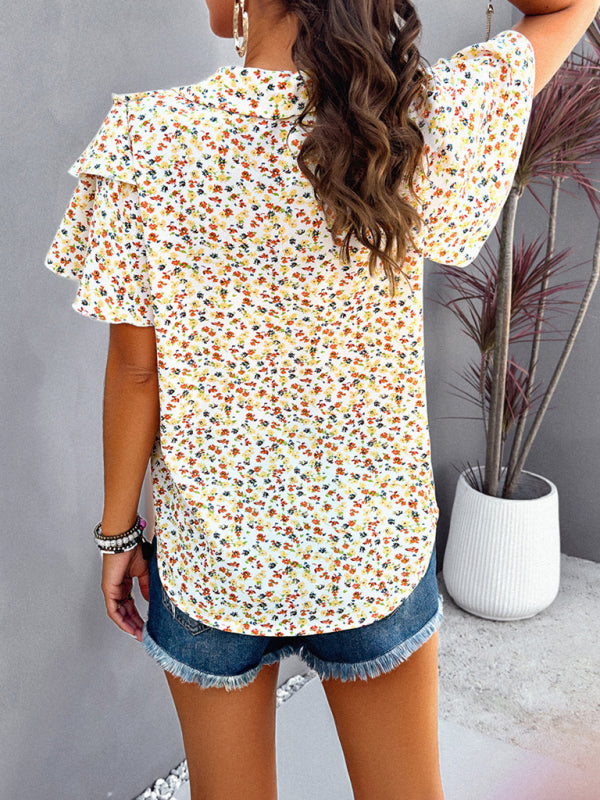 Dorothea Women's New Style Elegant Printed Wood Ear Top