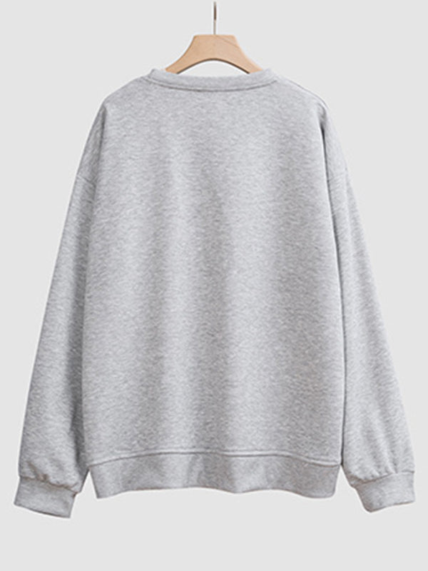 Bobbi Women's Wholesale Round Neck Casual Guitar Pattern Sweatshirt