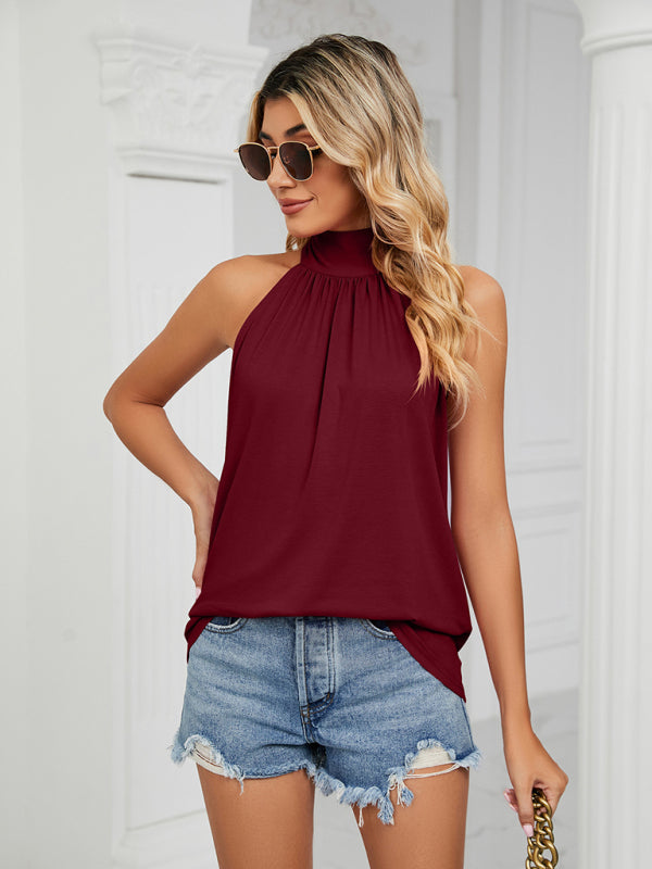 Theodosia Halter Neck Strappy Vest T-Shirt Casual Top
