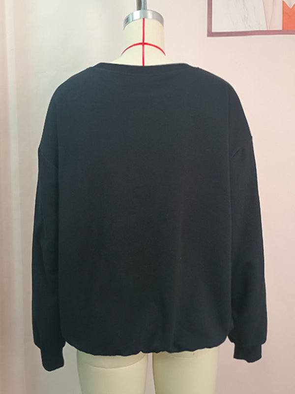 Janae Women's Rugby Tassel Sequin Crew Neck Sweatshirt