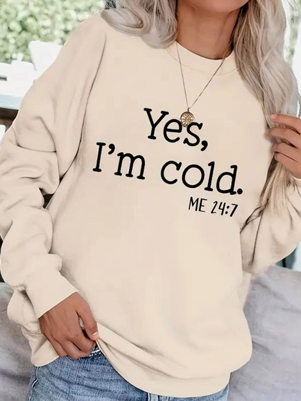 Brandie Women's Yes Letter Print Crew Neck Sweatshirt