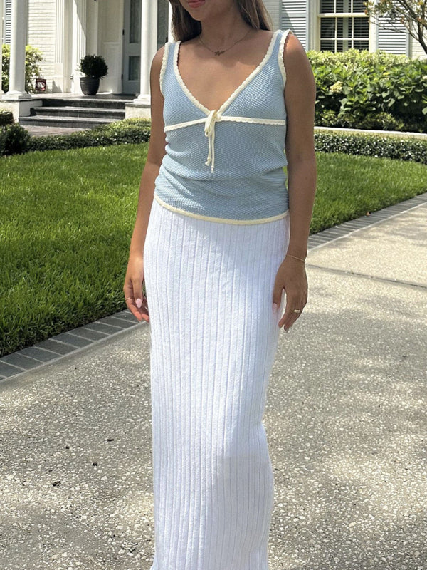 Soleil Women's New Fashion And Sexy Deep V Bow Lace Vest