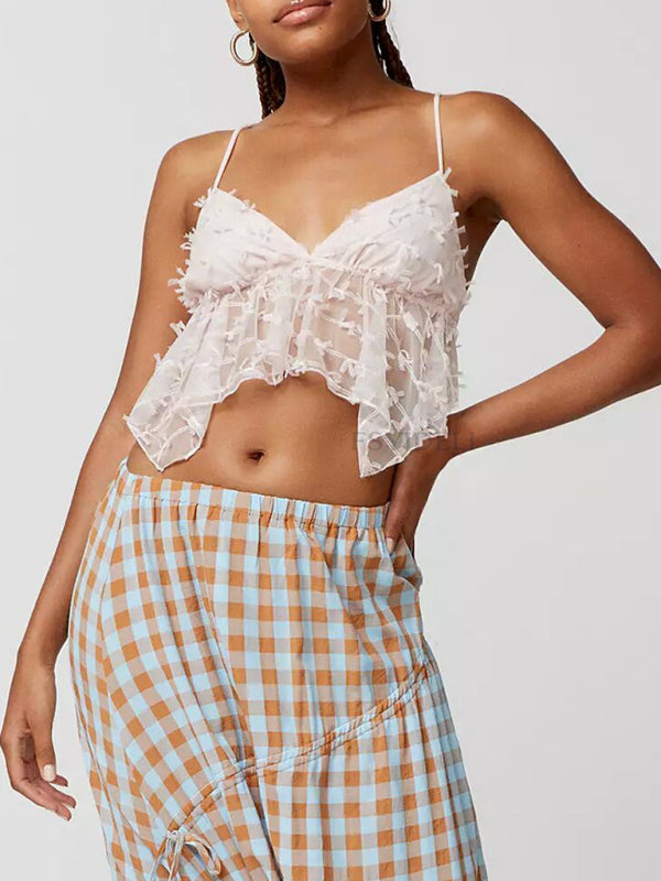 Sabella New V-Neck Sexy Hollow Strappy Backless Suspender Top