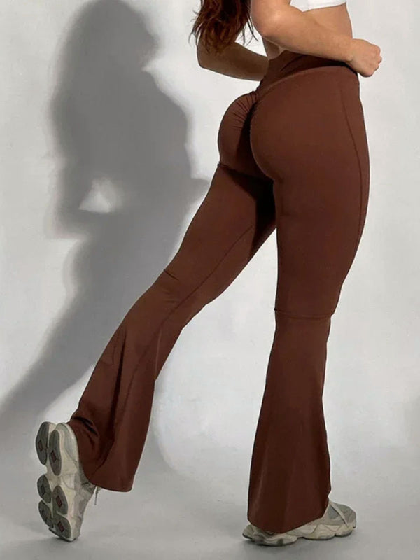 Emberlynn New Peach Yoga High Waist Hip Lifting Leggings And Flared Pants