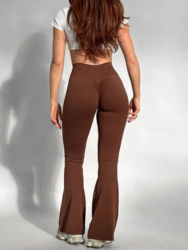 Emberlynn New Peach Yoga High Waist Hip Lifting Leggings And Flared Pants