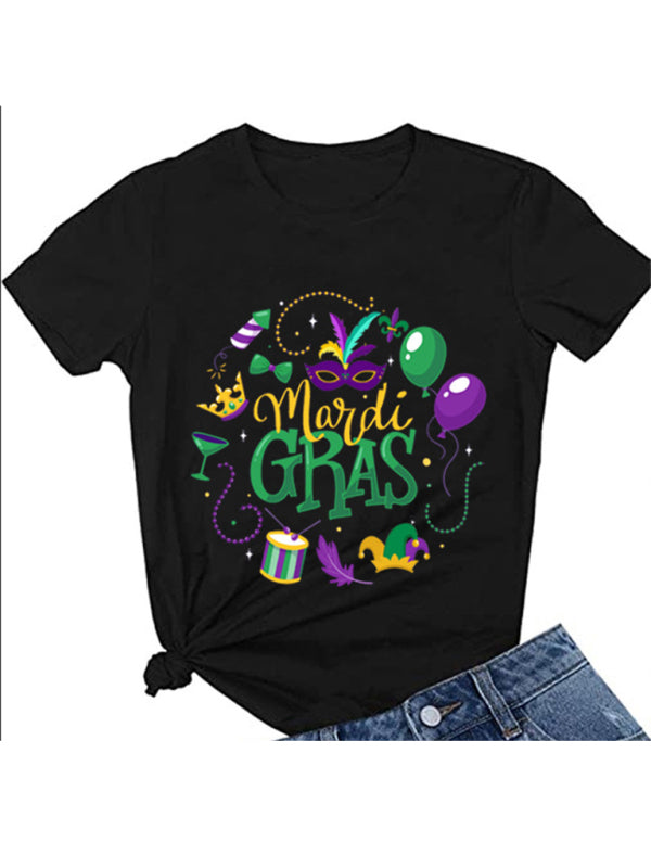 Teresa New Mask Nightcap Letter Pattern Printed T-Shirt
