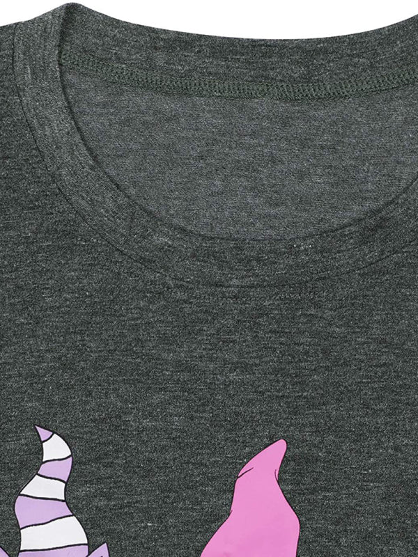 Emily Women's Easter T-Shirt Funny MAMA Bunny Print Graphic T-Shirt