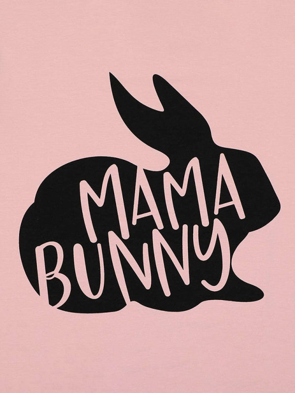 Emily Women's Easter T-Shirt Funny MAMA Bunny Print Graphic T-Shirt