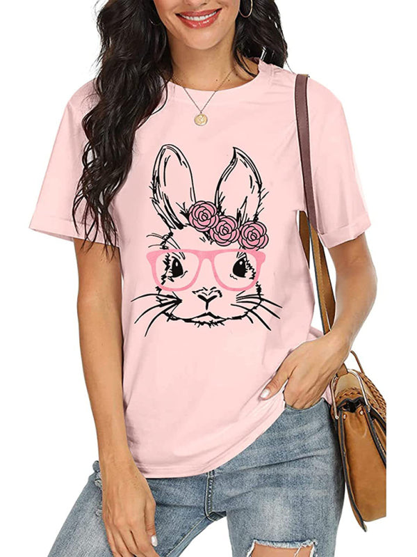 Emily Women's Easter T-Shirt Funny MAMA Bunny Print Graphic T-Shirt