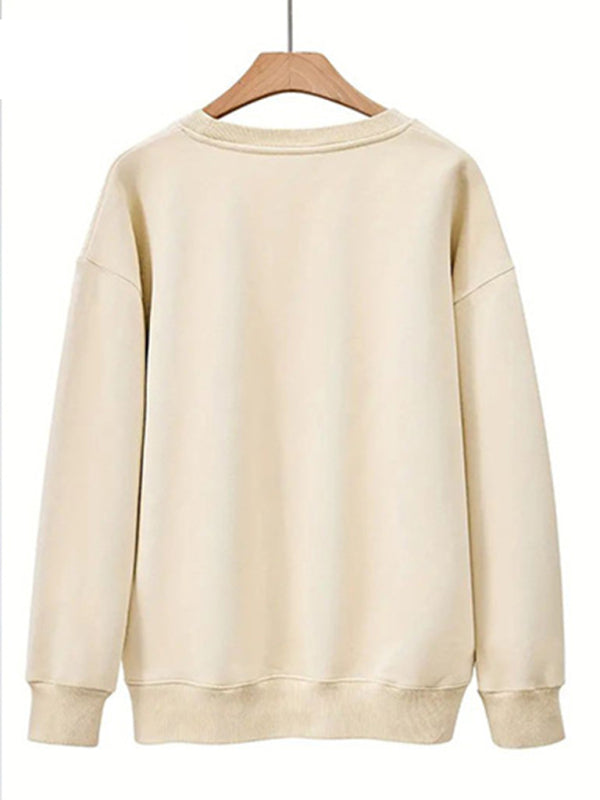 Kaydence New Round Neck Multi-color Fun Letter Printed Long-sleeved Sweatshirt