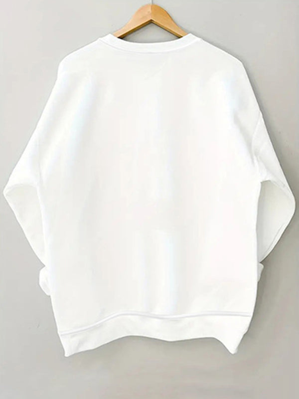Kaydence New Round Neck Multi-color Fun Letter Printed Long-sleeved Sweatshirt