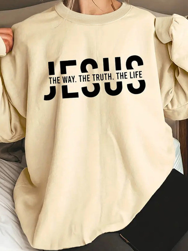 EmmalynNew Letter Printed Round Neck Long Sleeve Sweatshirt