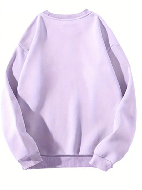Harlee New Love Letter Printed Round Neck Long Sleeve Sweatshirt