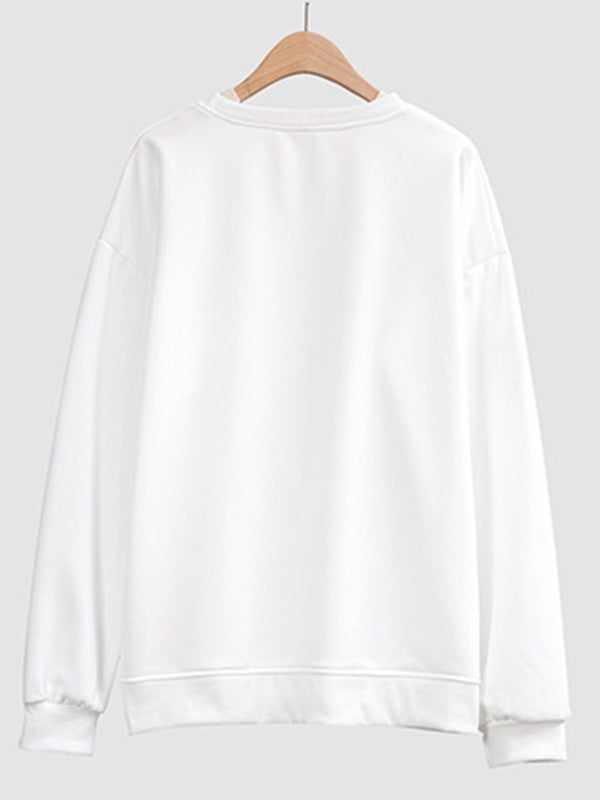 Harlee New Love Letter Printed Round Neck Long Sleeve Sweatshirt