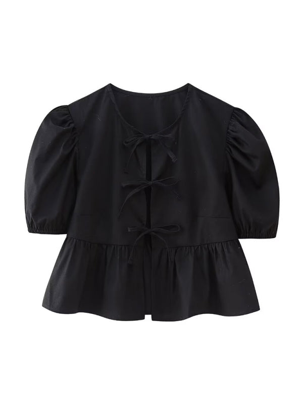 Arabella New Women's Hottie Fashion Slim Fit Strappy Puff Sleeve Short Sleeve Shirt Top