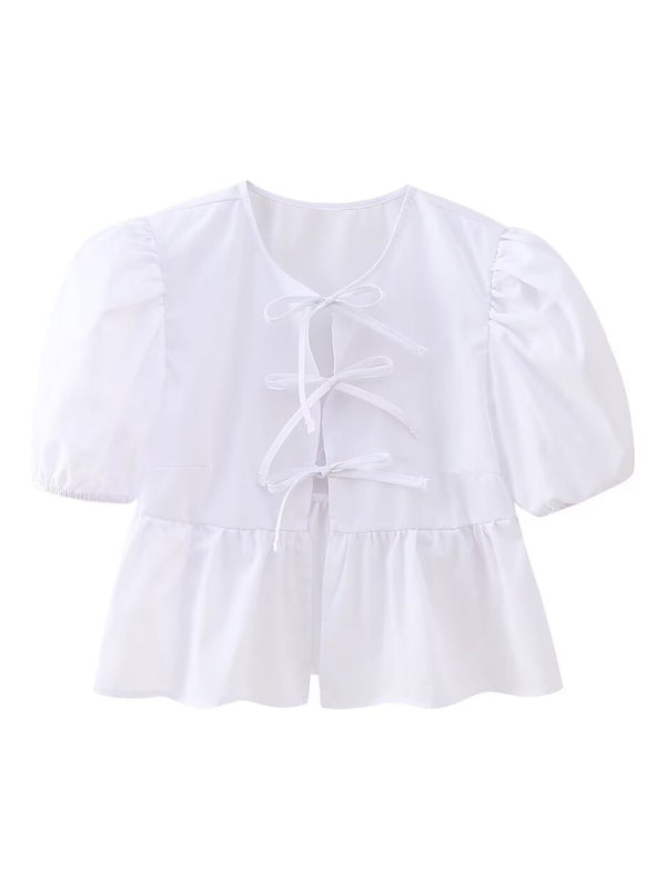 Arabella New Women's Hottie Fashion Slim Fit Strappy Puff Sleeve Short Sleeve Shirt Top