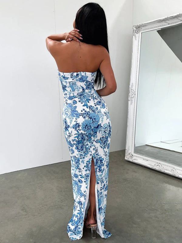 Lyra Sexy Tube Top Long Dress Slit Cocktail Dress Backless Long Prom Dress