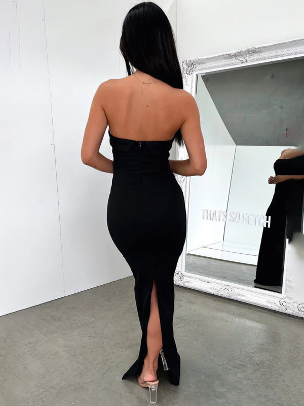 Lyra Sexy Tube Top Long Dress Slit Cocktail Dress Backless Long Prom Dress
