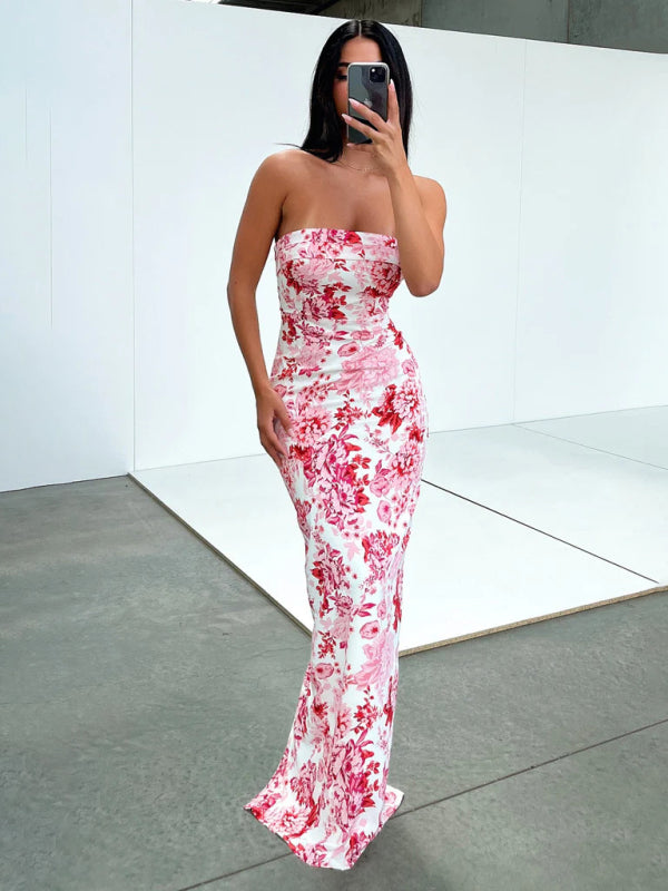 Lyra Sexy Tube Top Long Dress Slit Cocktail Dress Backless Long Prom Dress