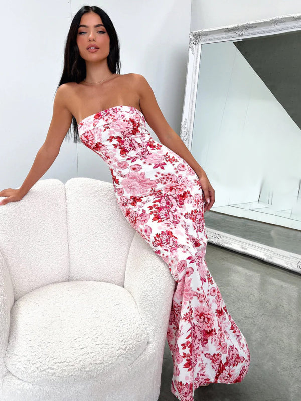 Lyra Sexy Tube Top Long Dress Slit Cocktail Dress Backless Long Prom Dress