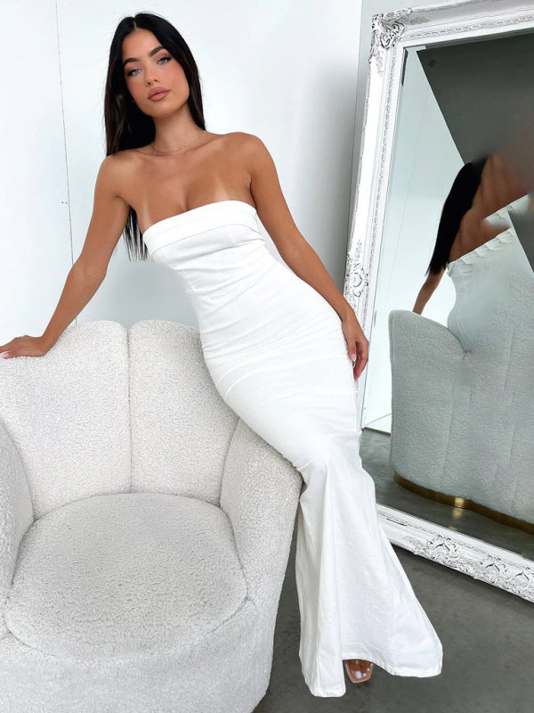 Lyra Sexy Tube Top Long Dress Slit Cocktail Dress Backless Long Prom Dress