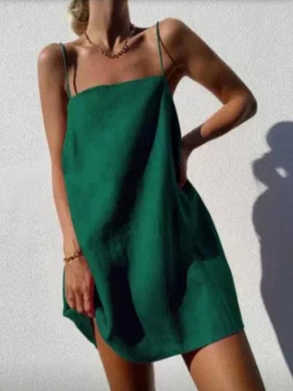 Madalyn New Casual Cotton And Linen Suspender Comfortable Holiday Dress