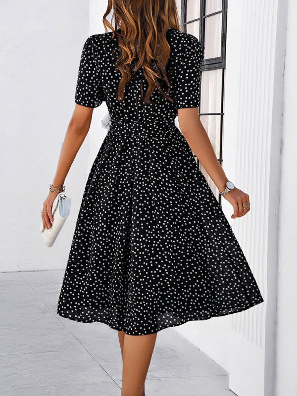 Patricia Women's Elegant Casual Polka Dot Print Strappy Dress
