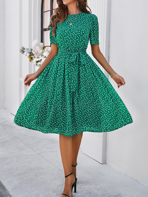 Patricia Women's Elegant Casual Polka Dot Print Strappy Dress