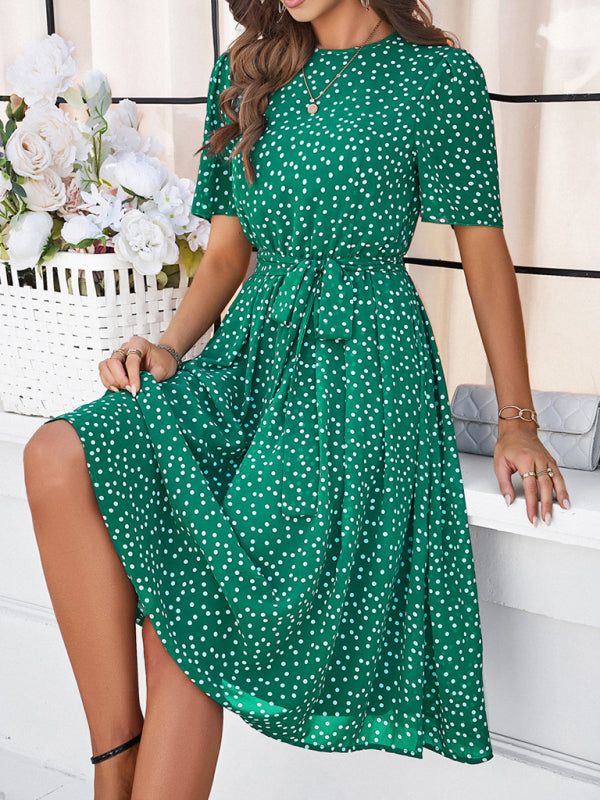 Patricia Women's Elegant Casual Polka Dot Print Strappy Dress