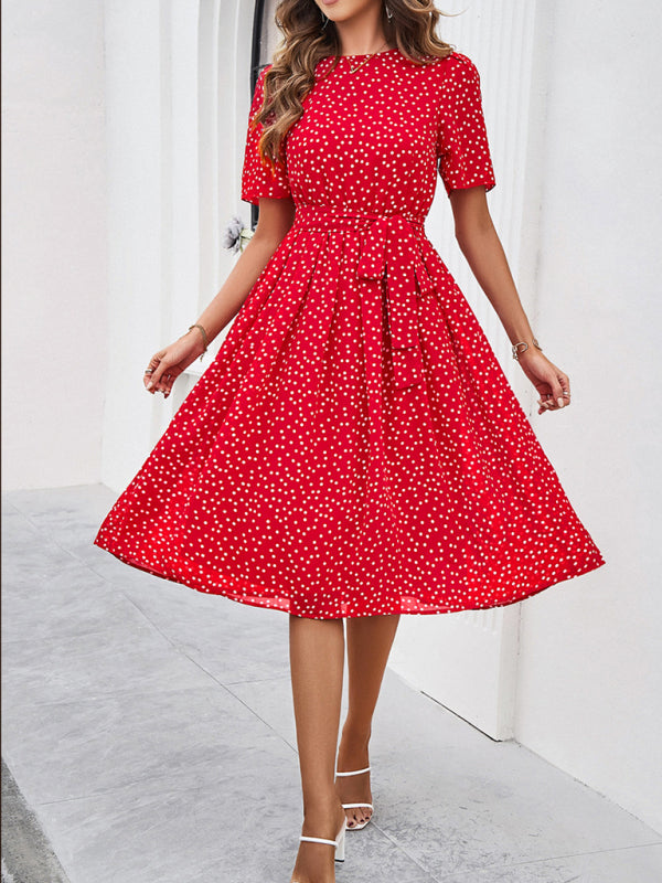 Patricia Women's Elegant Casual Polka Dot Print Strappy Dress