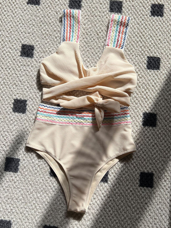 Mira New Rainbow Ribbon Series High Waisted Two-piece Swimsuit Bikini