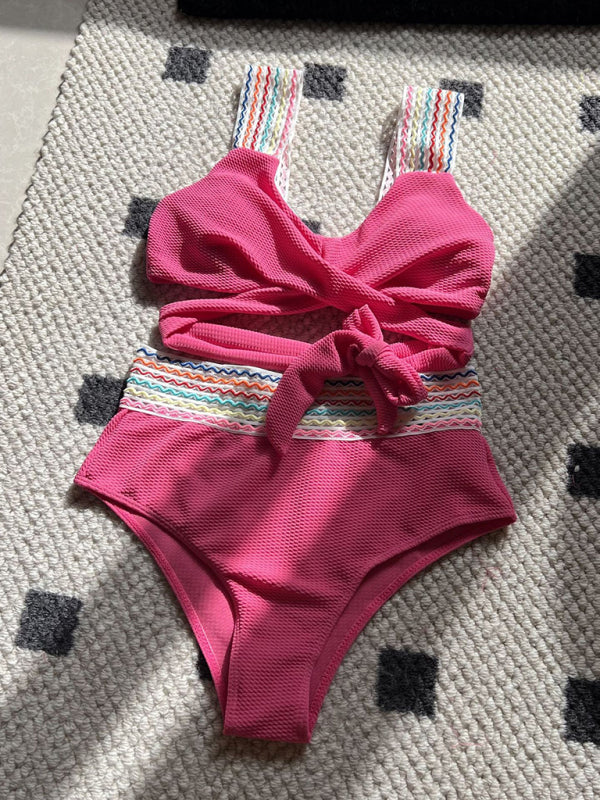 Mira New Rainbow Ribbon Series High Waisted Two-piece Swimsuit Bikini