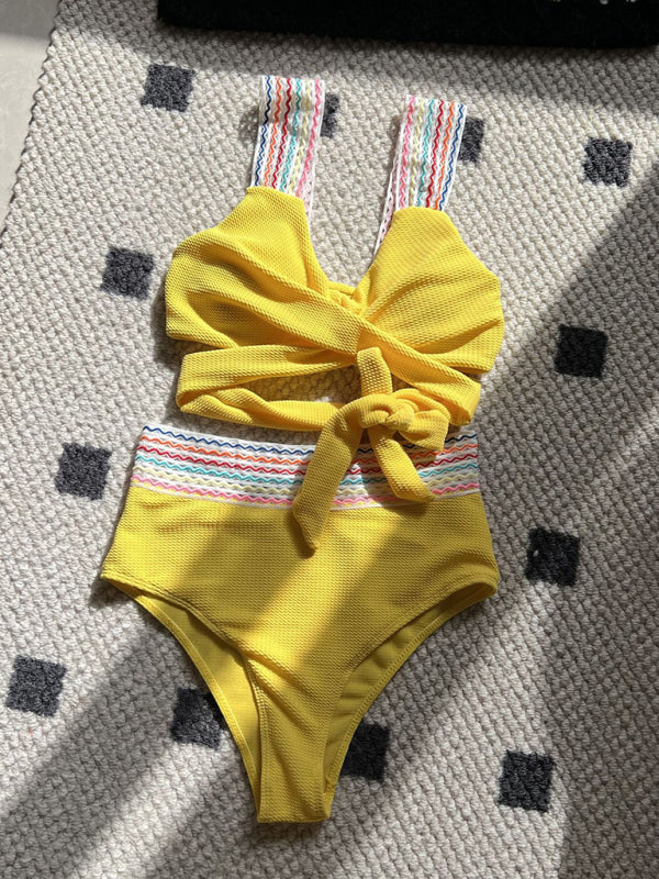 Mira New Rainbow Ribbon Series High Waisted Two-piece Swimsuit Bikini