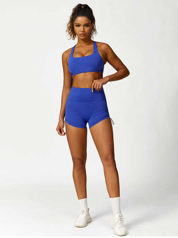 Saoirse New Drawstring Yoga Wear Breathable Solid Color Yoga Bra