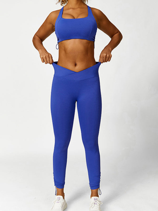 Saoirse New Drawstring Yoga Wear Breathable Solid Color Yoga Bra