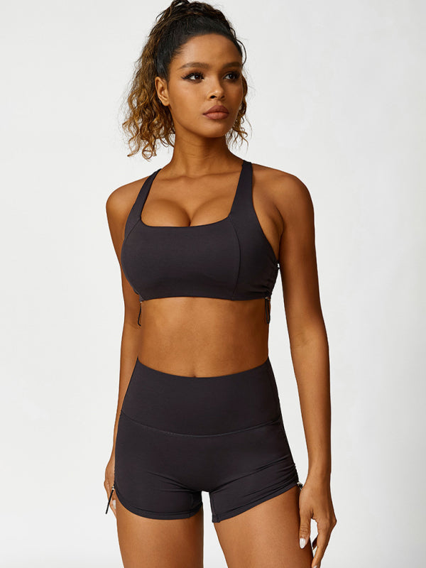 Saoirse New Drawstring Yoga Wear Breathable Solid Color Yoga Bra