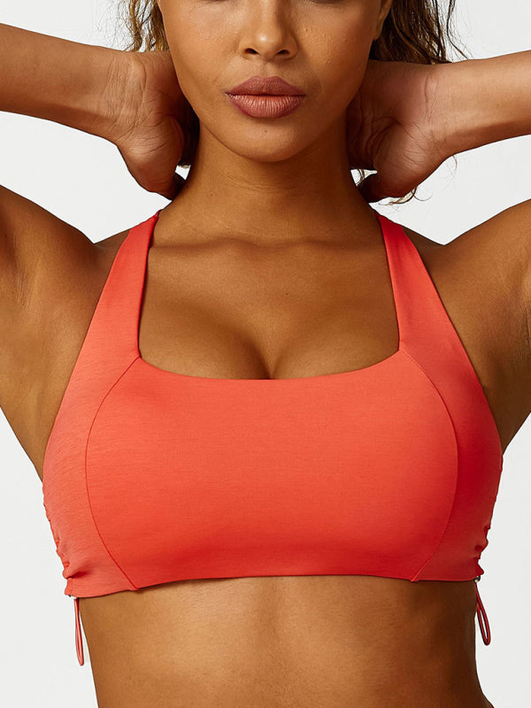 Saoirse New Drawstring Yoga Wear Breathable Solid Color Yoga Bra