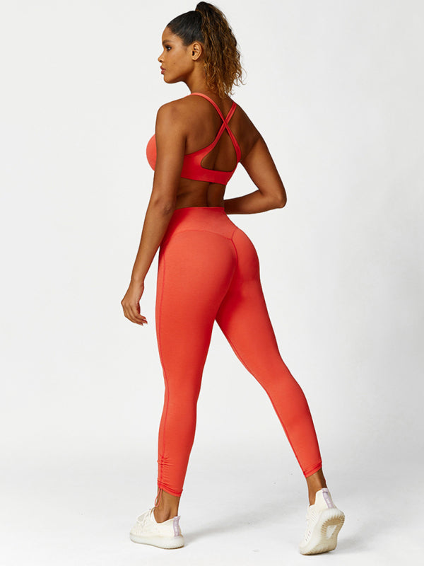 Saoirse New Drawstring Yoga Wear Breathable Solid Color Yoga Bra