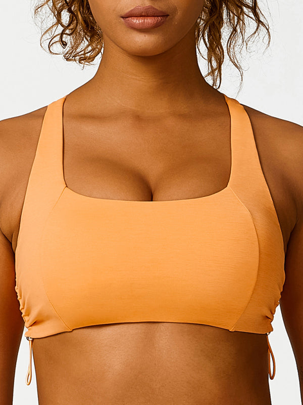 Saoirse New Drawstring Yoga Wear Breathable Solid Color Yoga Bra
