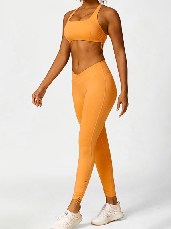 Saoirse New Drawstring Yoga Wear Breathable Solid Color Yoga Bra